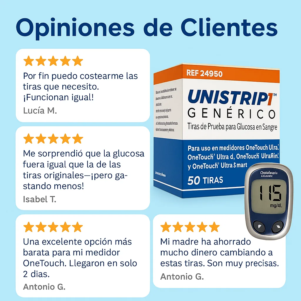 Tiras Reactivas UNISTRIP ENVÍO GRATIS - OneTouch 6 TIRAS REACTIVAS UNISTRIP1