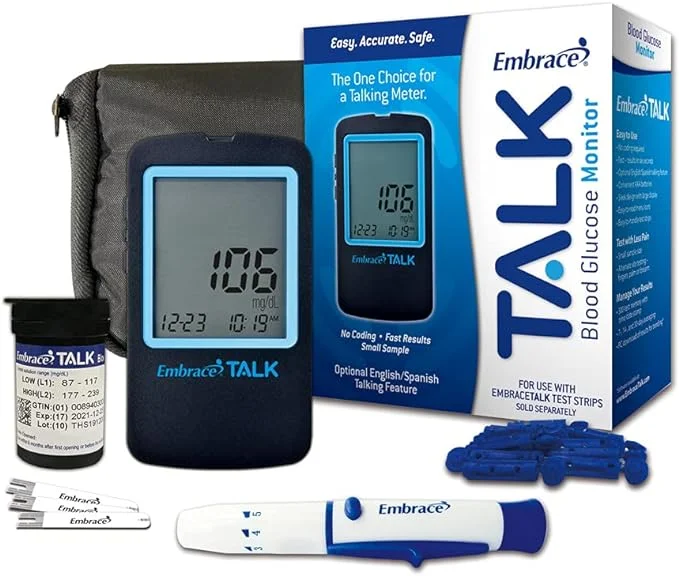 Kit Glucómetro Embrace Talk Q284 Auténtico 2 GLUCOMETRO EMBRACE TALK KIT