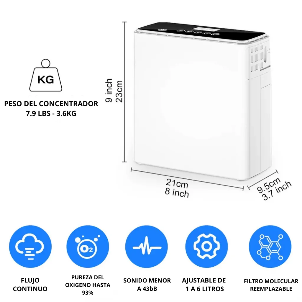 Nuevo Concentrador de Oxígeno Portatil +5 Horas Respirando 5 concentrador de oxigeno portatil
